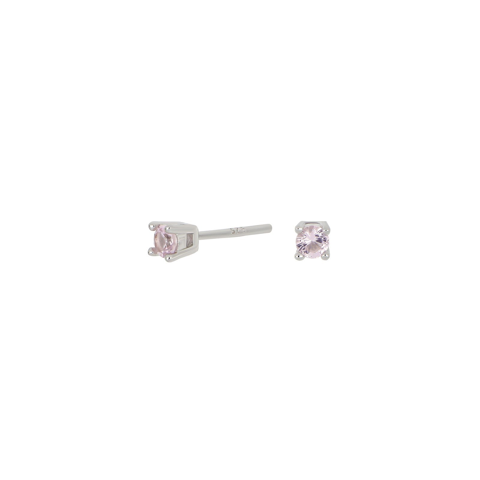 Silver earrings pink 3mm HELENNOR
