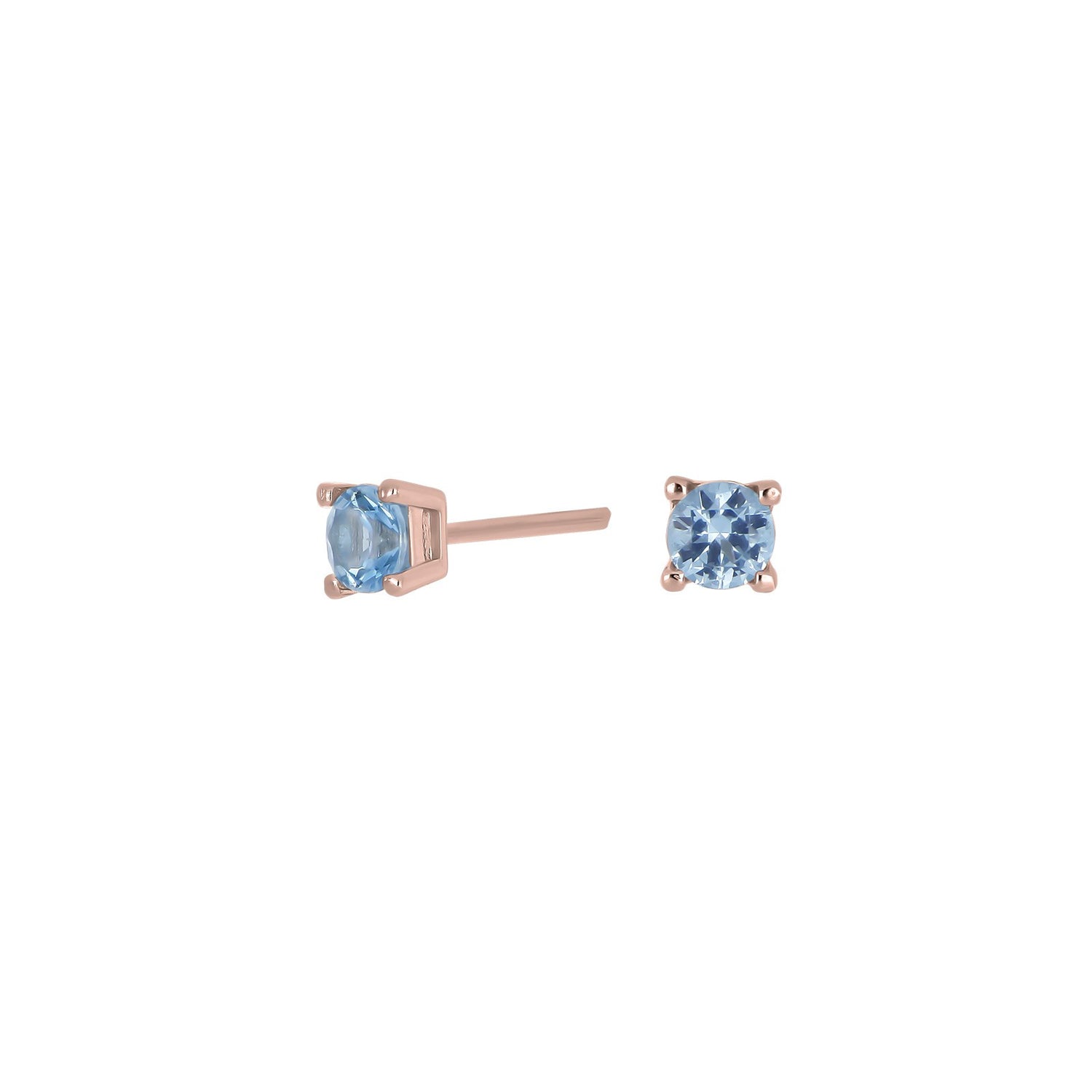 Silber Ohrstecker hellblau 4mm HELENNOR - Rosévergoldet