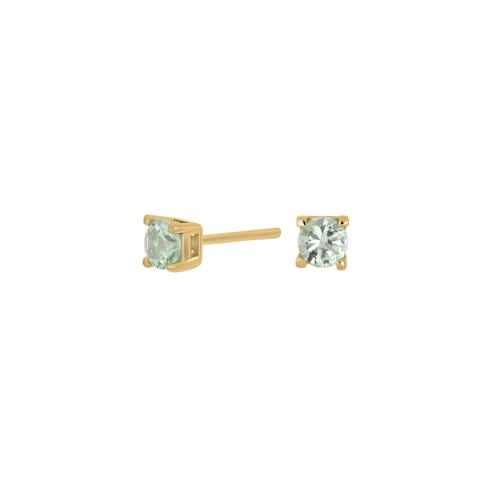 Silver ear studs light green 4mm HELENNOR