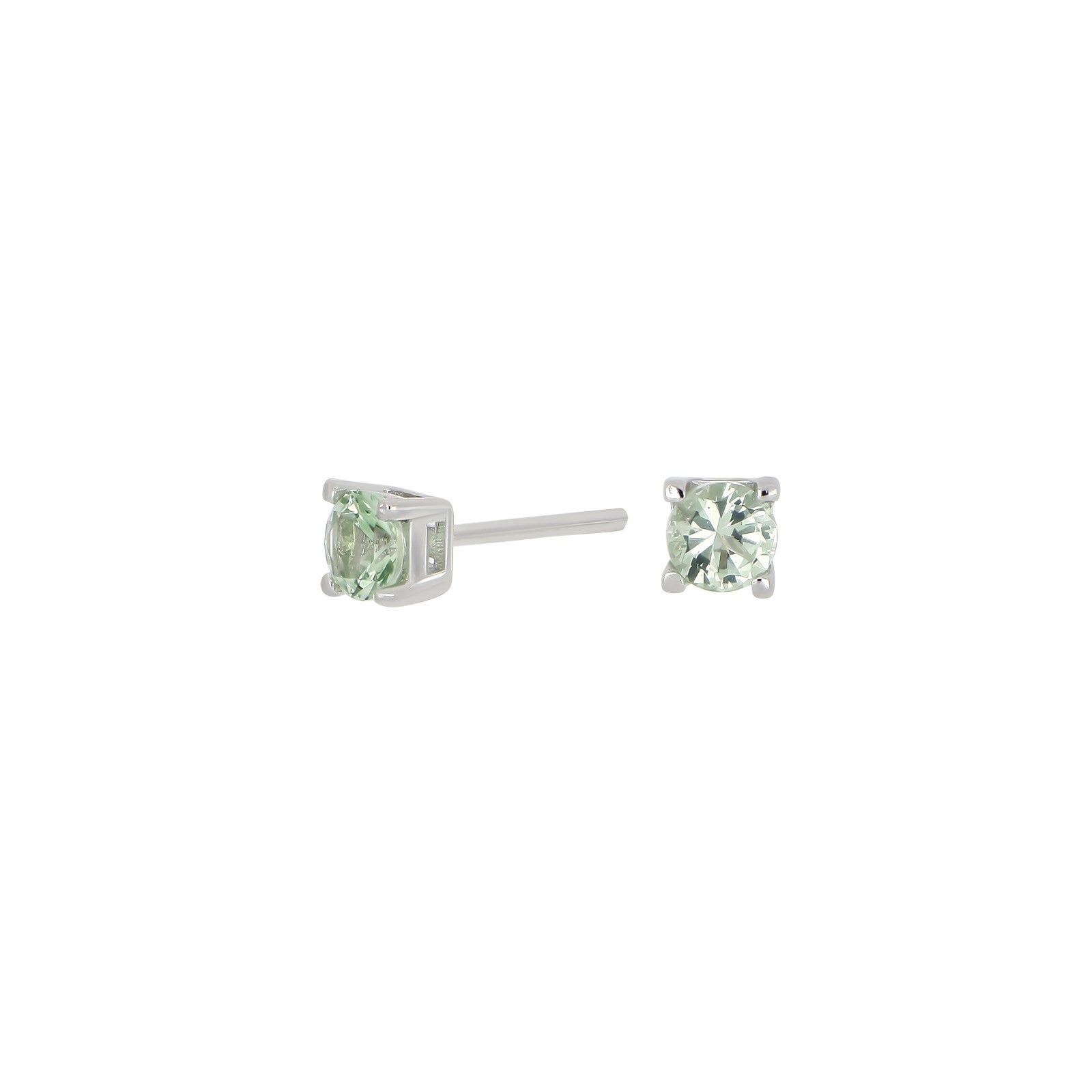 Silver ear studs light green 4mm HELENNOR