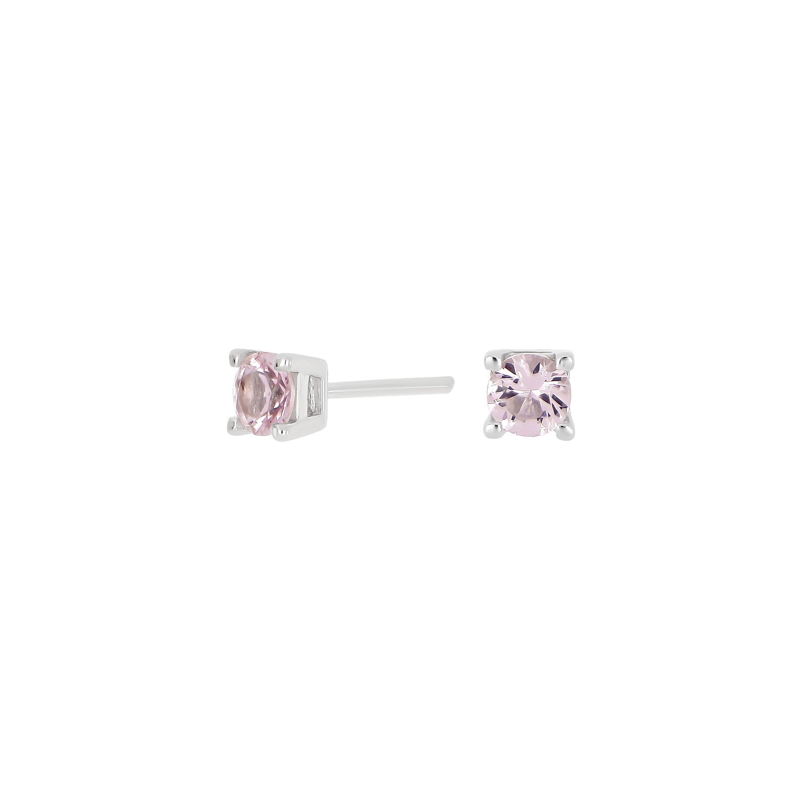 Silver earrings pink 4mm HELENNOR
