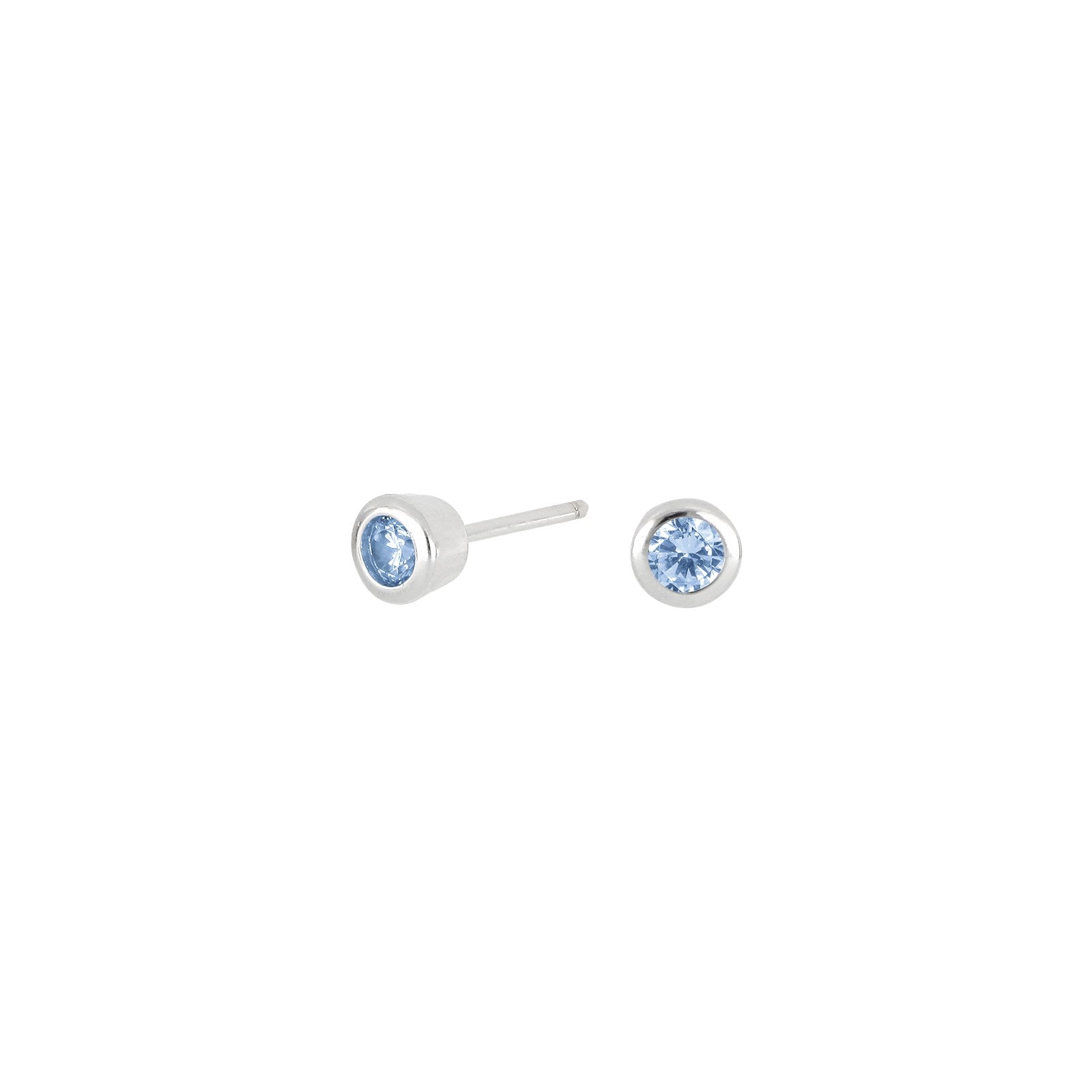 Silver ear studs light blue 3mm HILDANOR