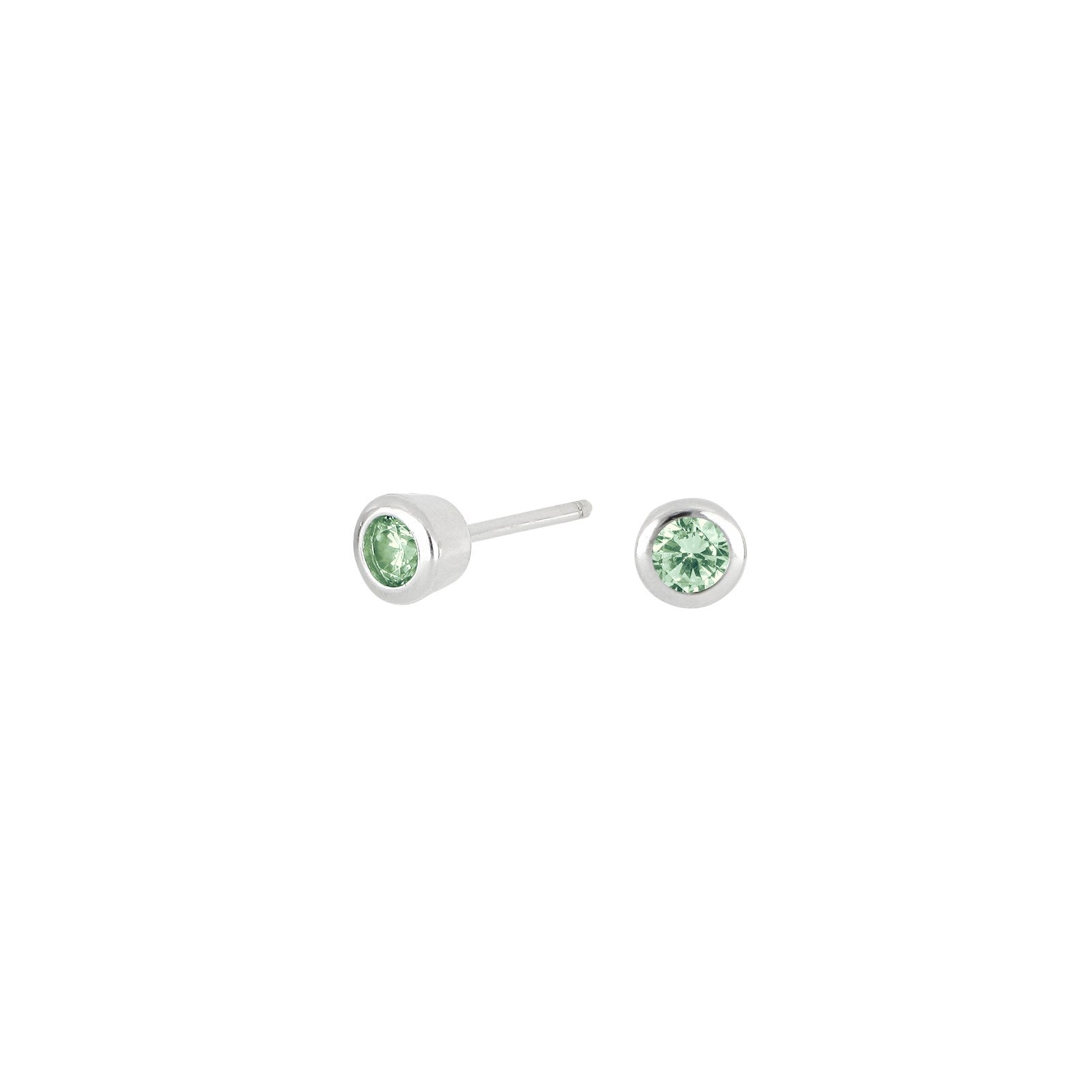 Silver ear studs light green 3mm HILDANOR