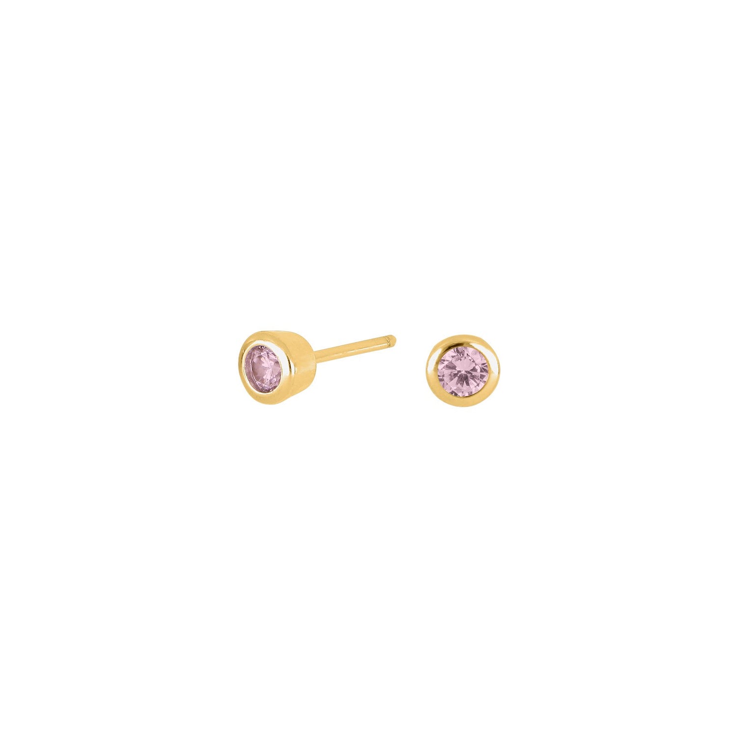 Silberohrringe rosa 3mm HILDANOR - Vergoldet