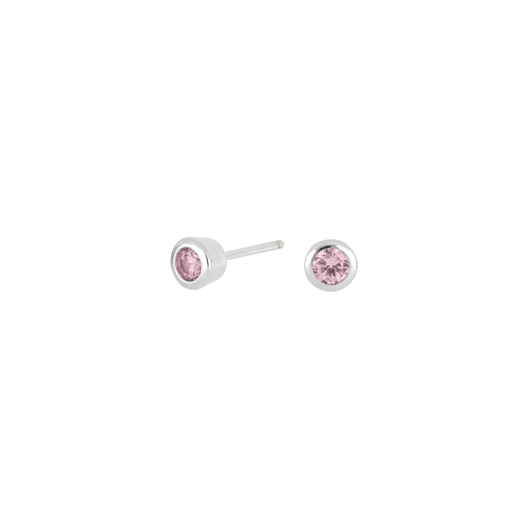 Silver earrings pink 3mm HILDANOR