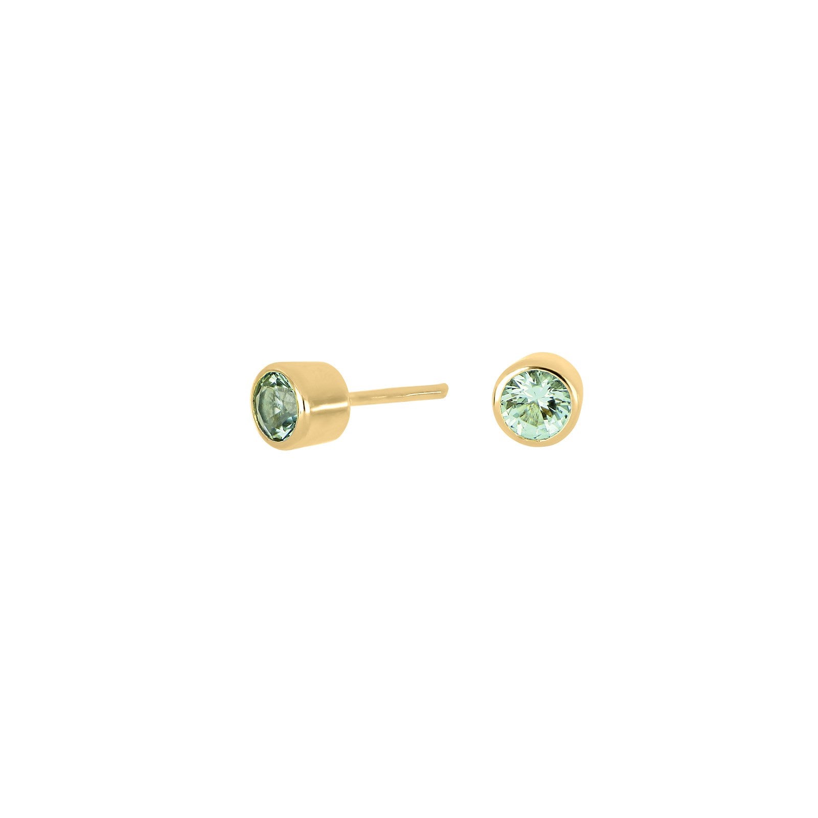 Silver ear studs light green 4mm HILDANOR