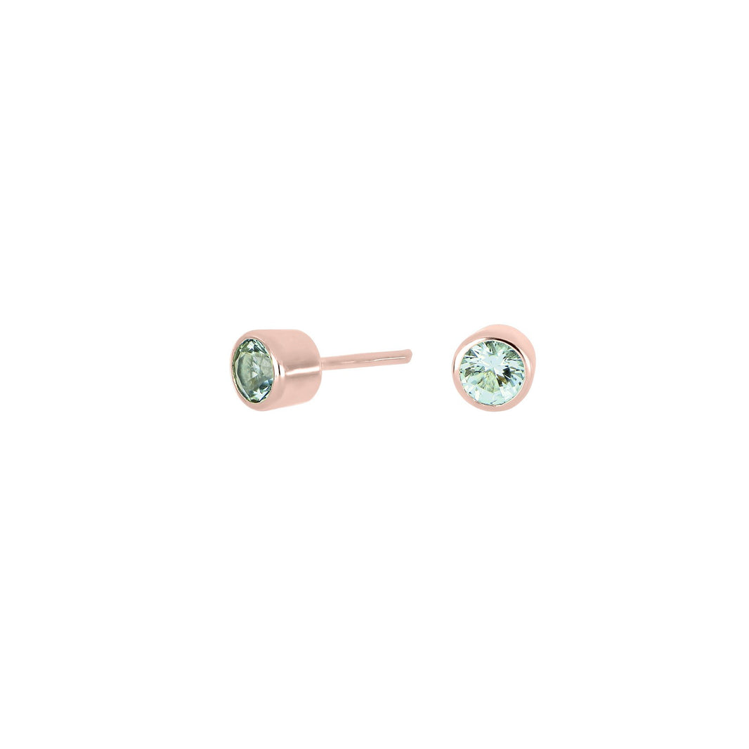 Silver ear studs light green 4mm HILDANOR - Rhodium plated