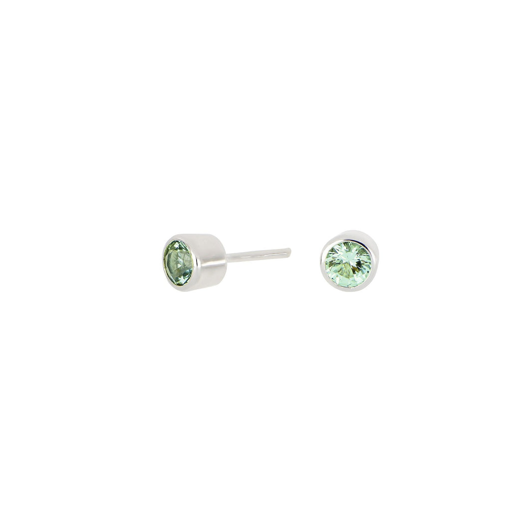Silver ear studs light green 4mm HILDANOR - Rhodium plated