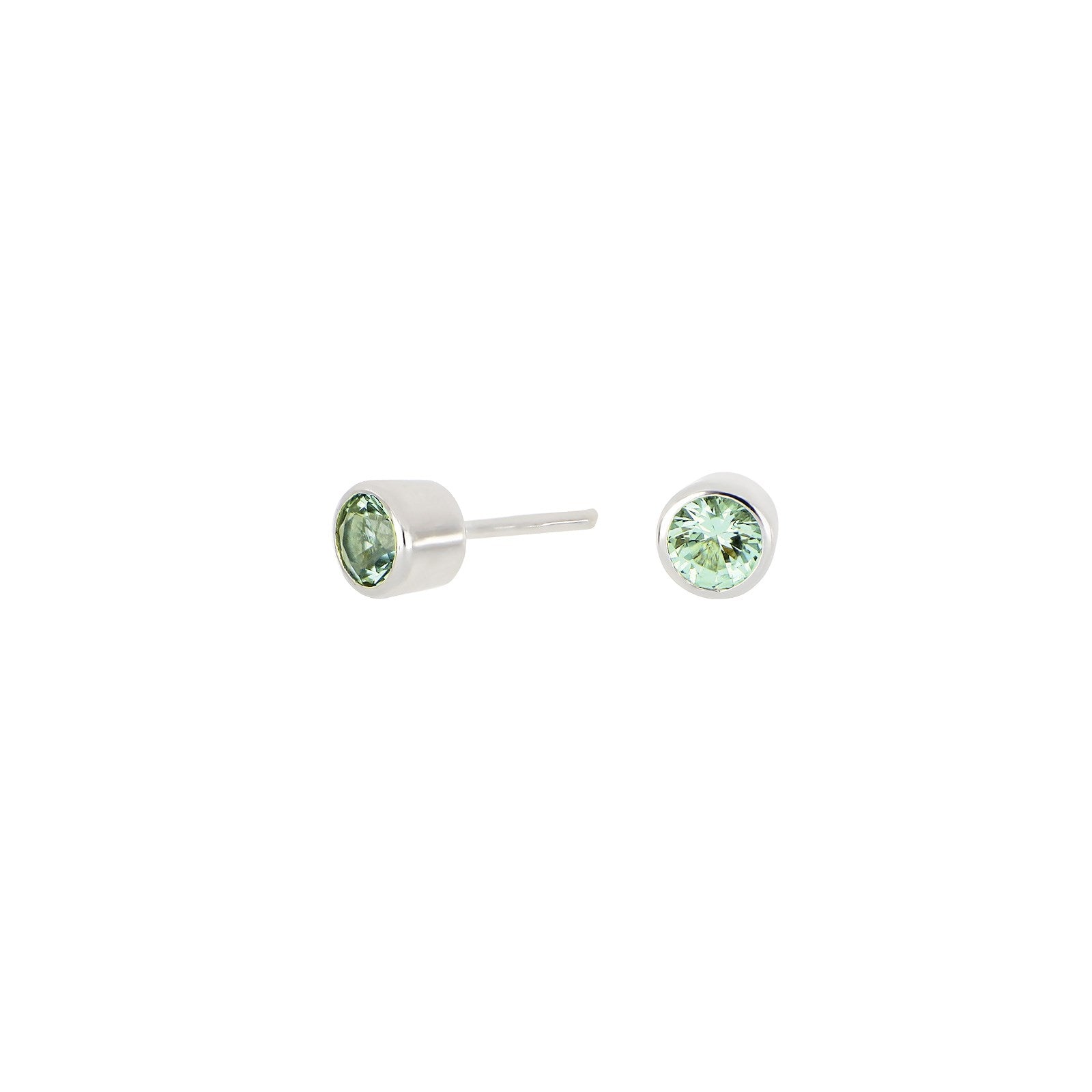 Silver ear studs light green 4mm HILDANOR