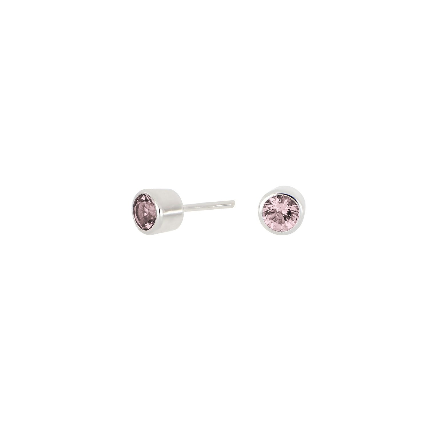 Silberohrringe rosa 4mm HILDANOR - Rhodiniert