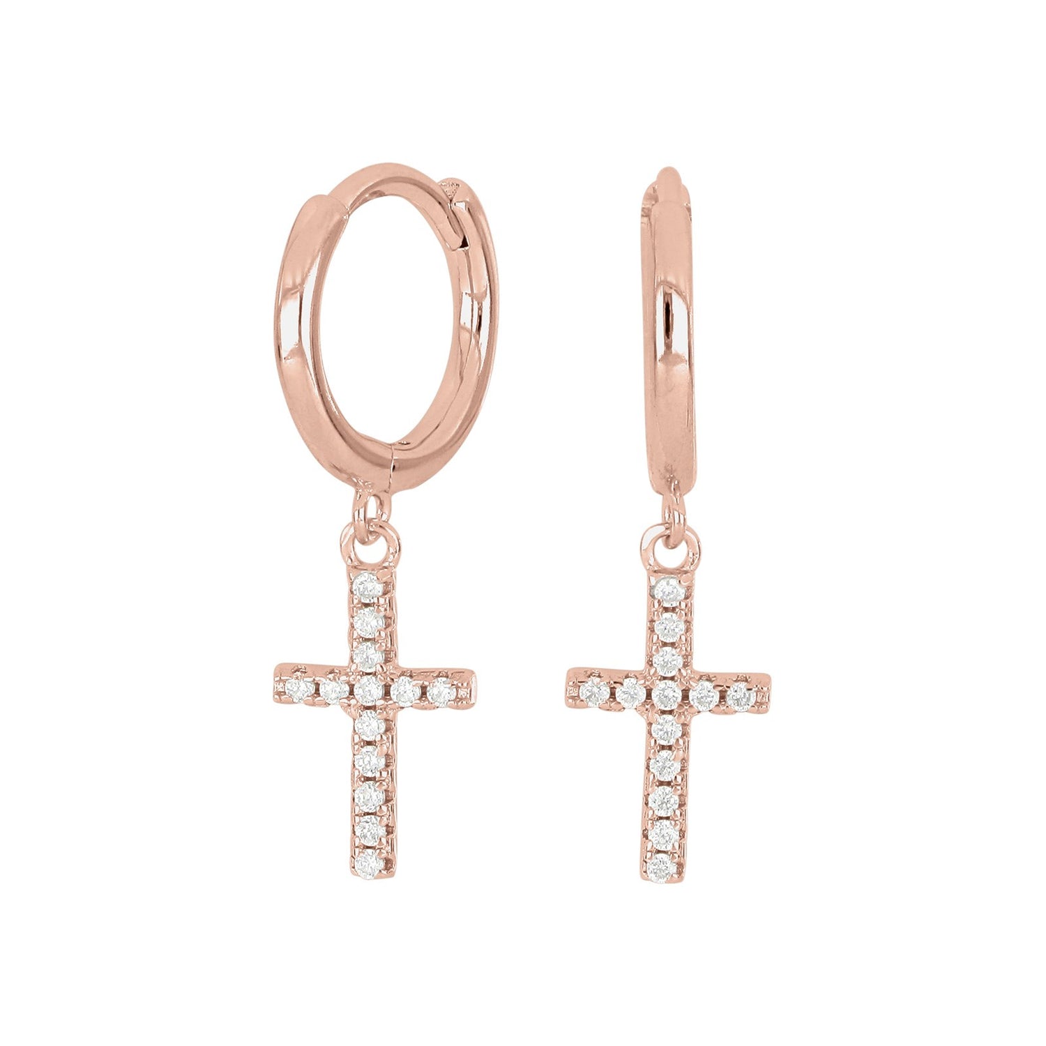 Silbernes Kreolenkreuz ALAINENOR - Rosévergoldet