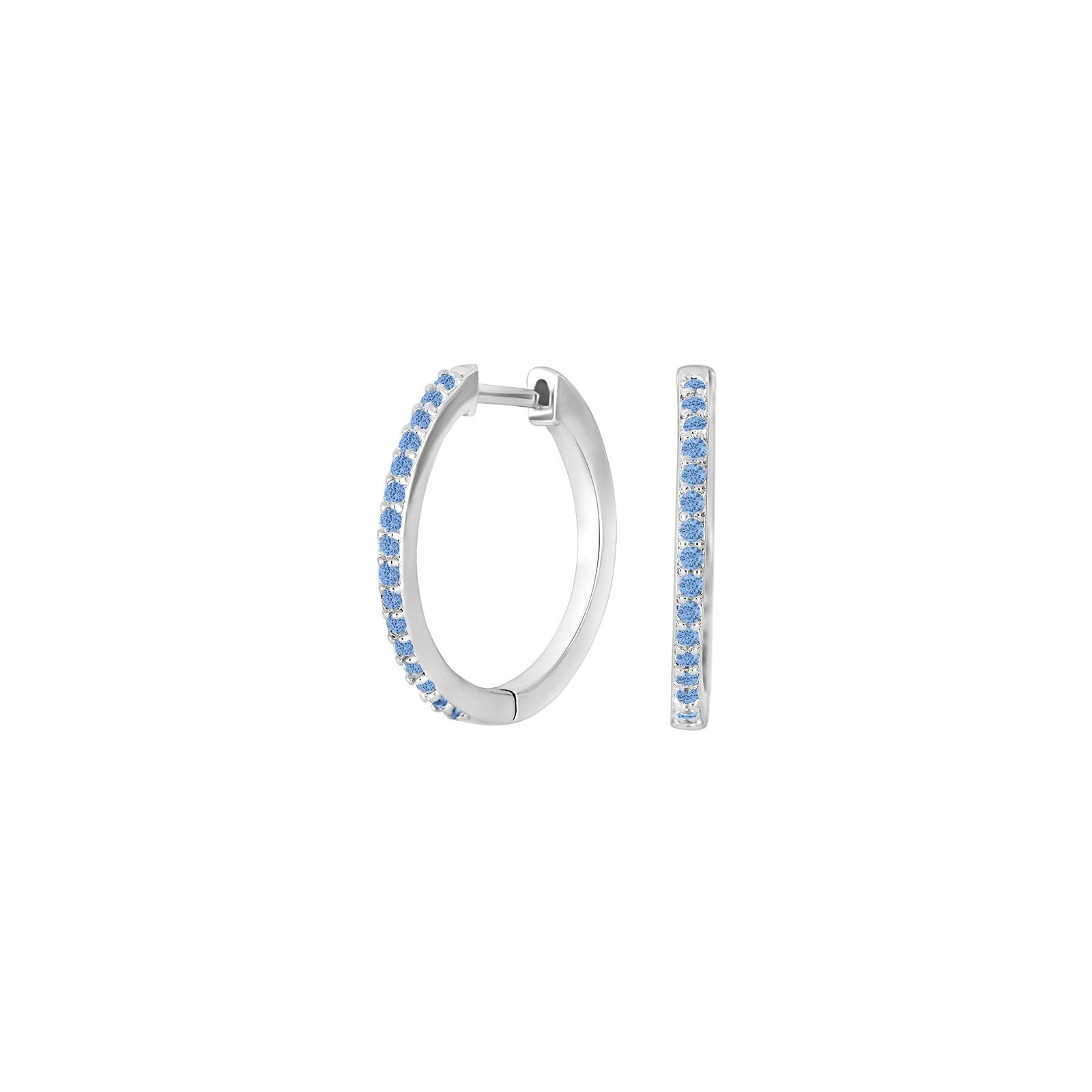 Silber Creolen hellblau cz JANENOR 18mm