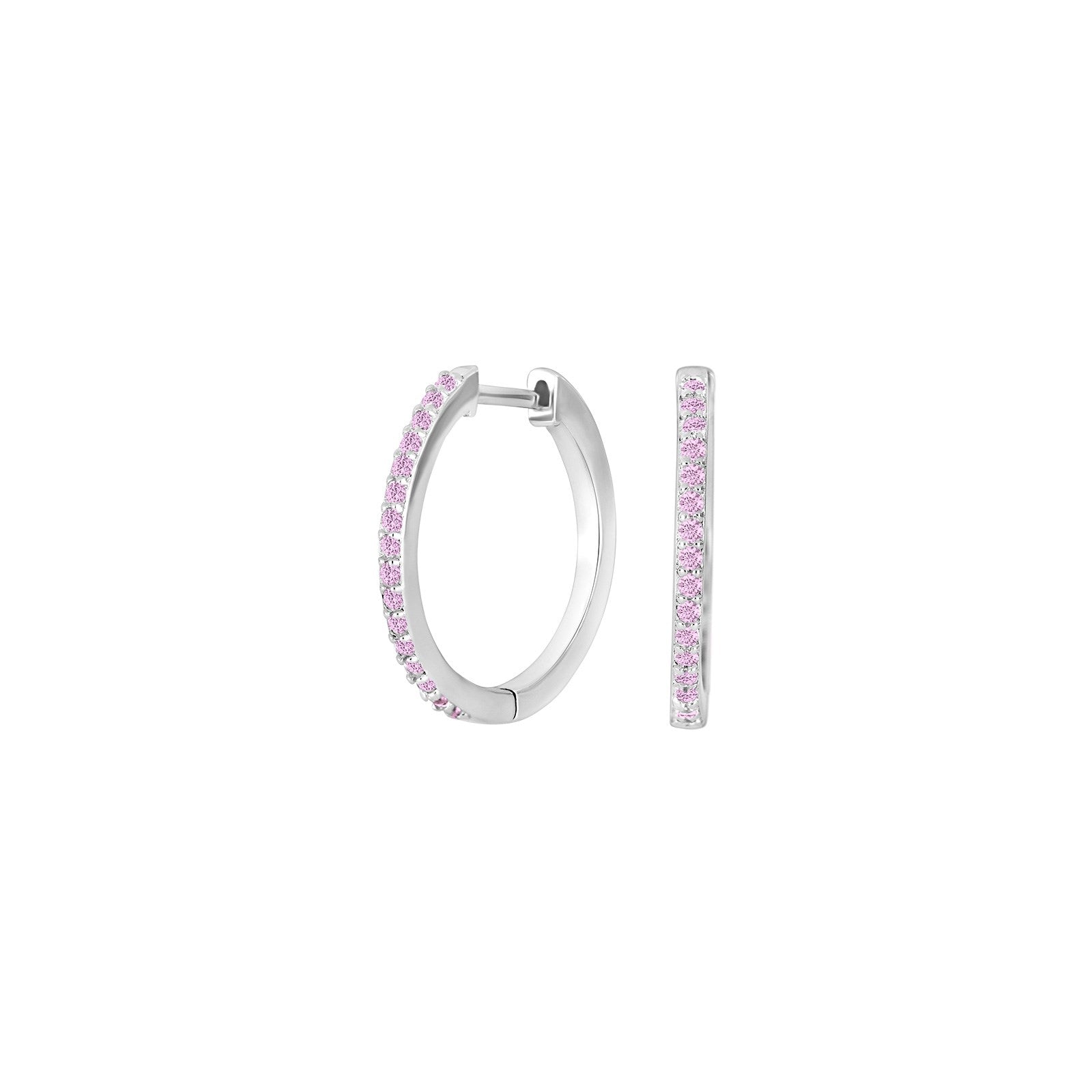 Silber Creolen rosa cz JANENOR 18mm