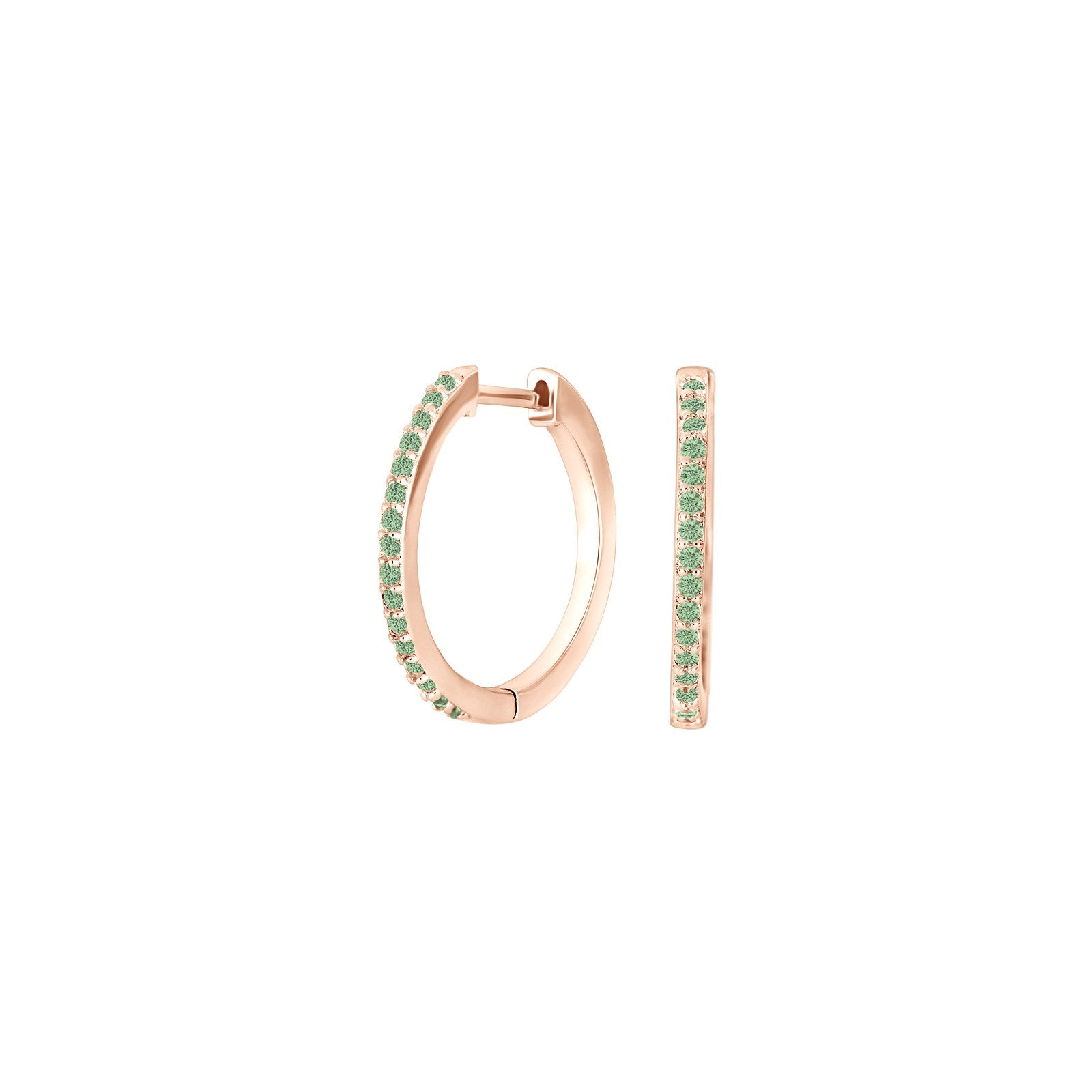Silver creoles light green cz JANENOR 18mm