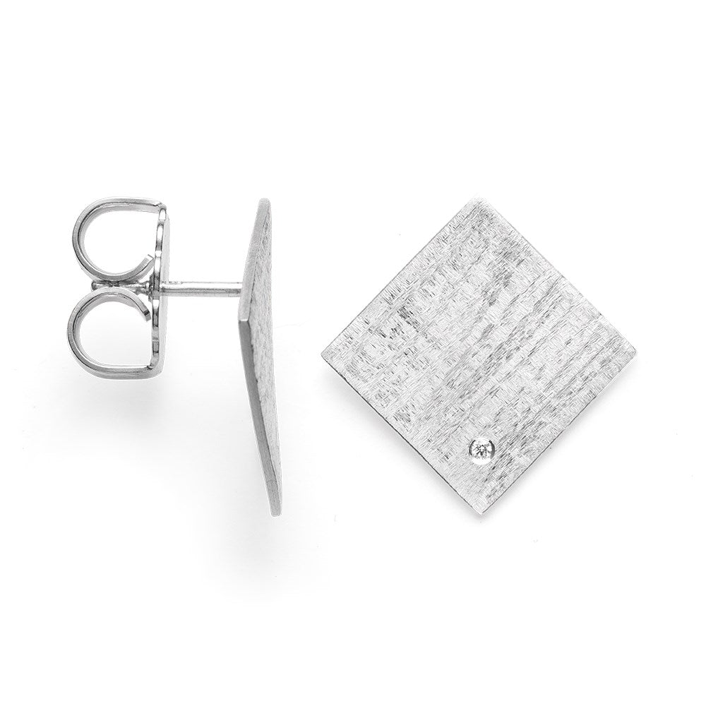 925/- Ohrringe mattiert/gebürstet, Ø 0,02ct W-SI - Nicht rhodiniert