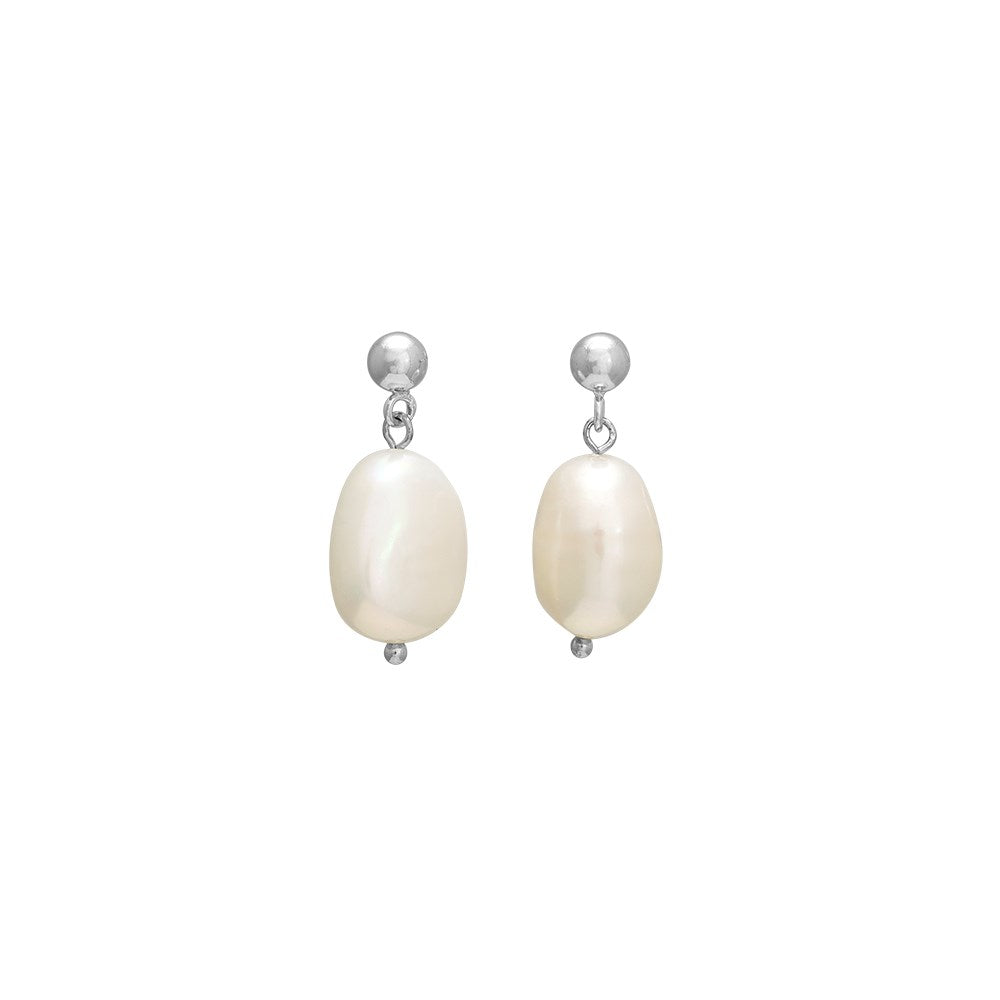 Silver earrings BAROQUE52 freshwater pearls 20mm
