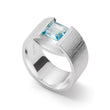 925/- Ring mattiert/gebürstet, Blautopas 1,82 ct