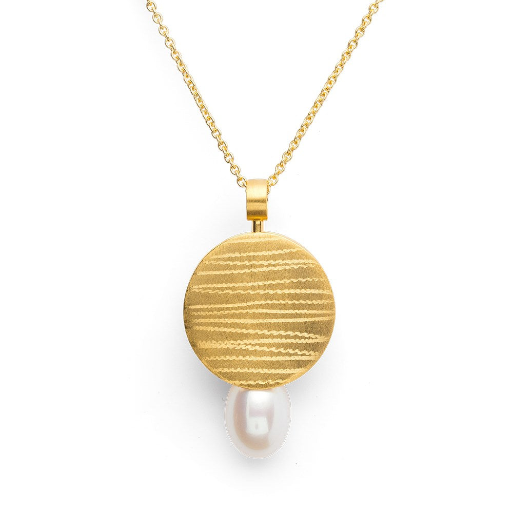 925/- Vedhæng, mat/børstet fg, kulturperle 9.21ct