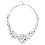 925/- necklace scratch, blue topaz, pearls, 17,42ct