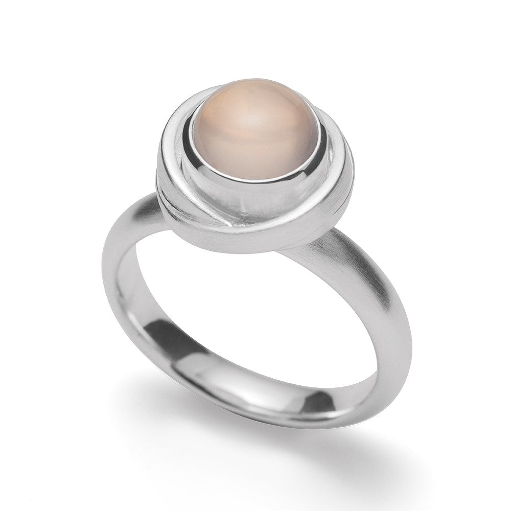 925/- Ring mattiert, Rosenquarz 1,98 ct - 58 / Nicht rhodiniert