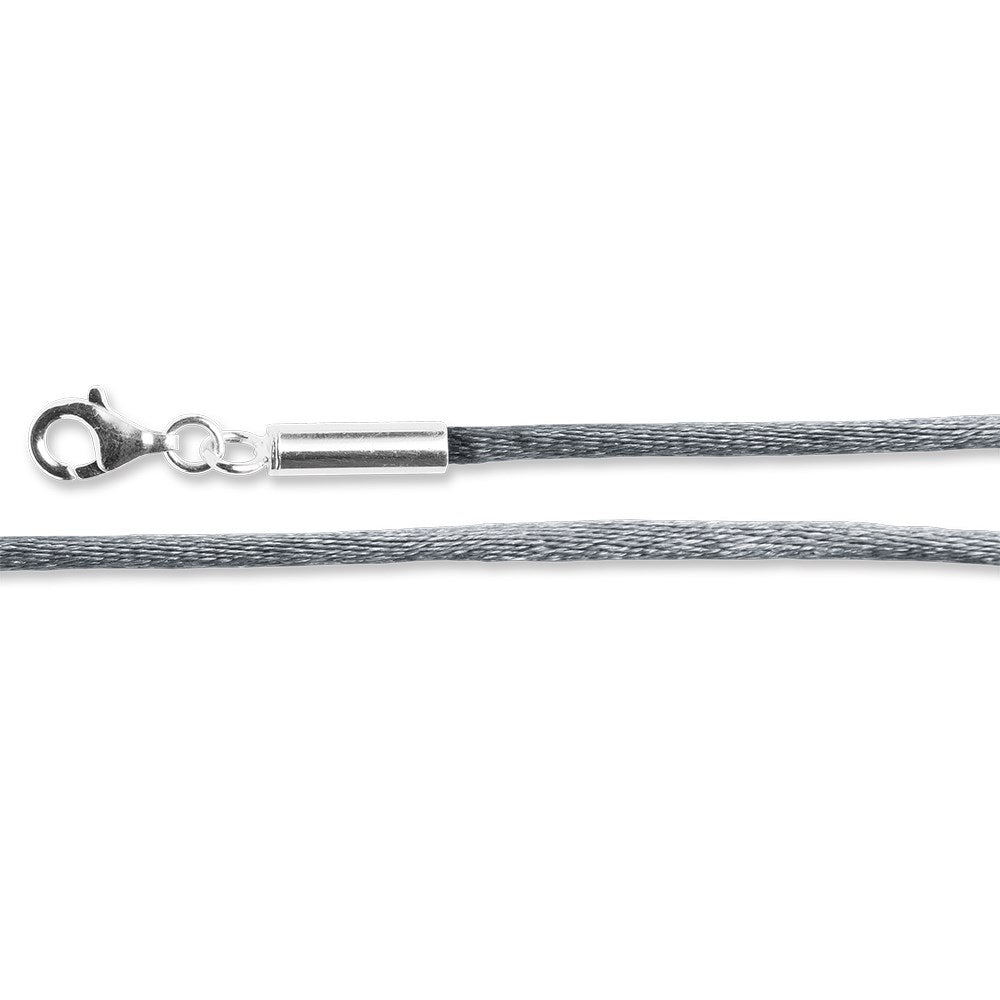 Satinband grau mit 925/- Karabiner 2,5mm, 80+ cm