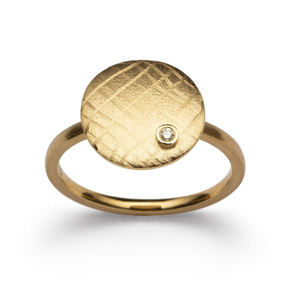 750/- Ring mat/børstet, brillant 0,02ct W-SI