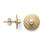750/- Ohrstecker matt./Gebüstet, Perle 1,45ct
