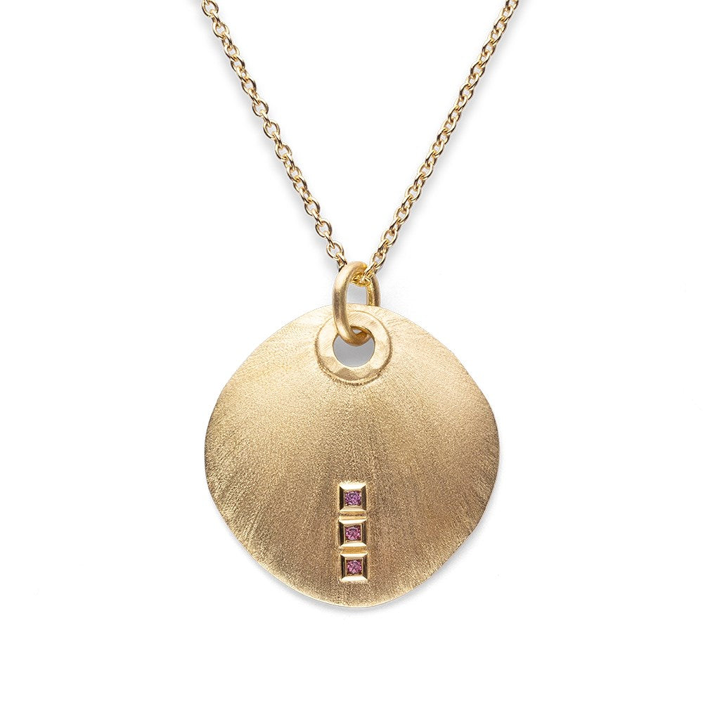 750/- Anhänger matt./Gebüstet, Rhodolith 0,03ct