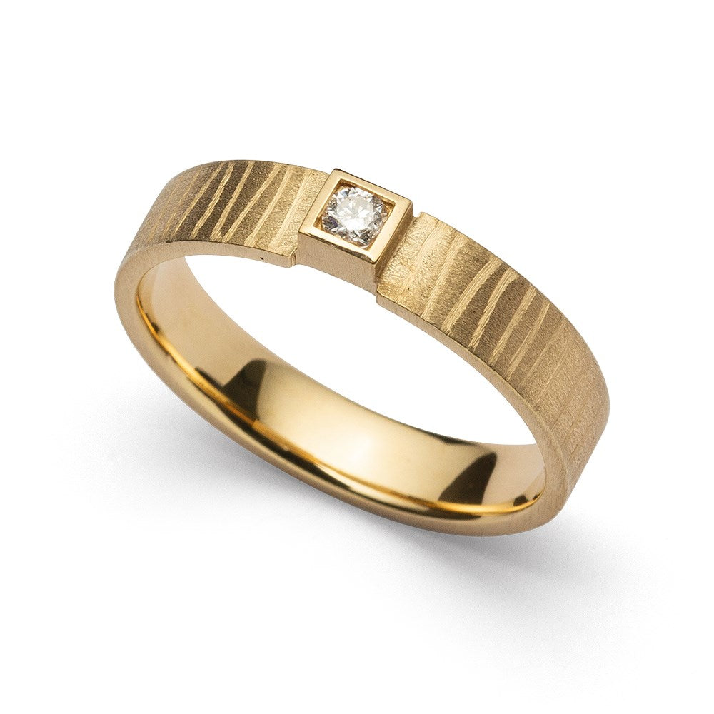 750/- Ring matt./Gebüstet, Brillant 0,06ct W-SI