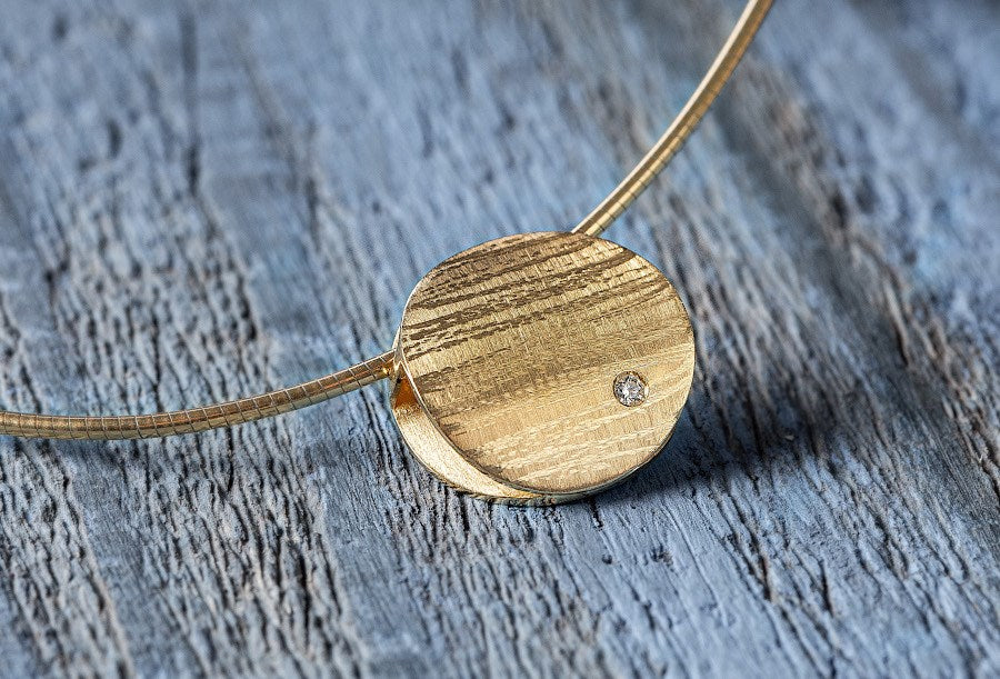 750/- Anhänger matt./Gebüstet, 0,02ct W-SI