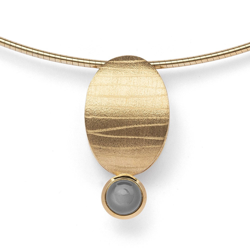 750/- Anhänger matt./Gebüstet, Mondstein 0,55ct