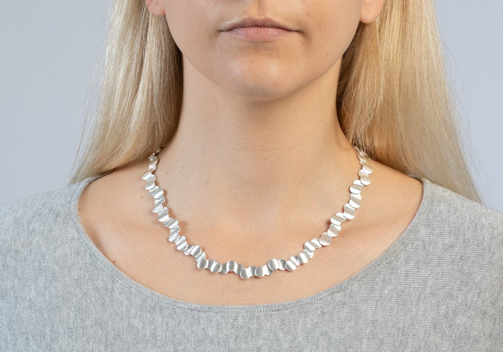 925/- Collier matt/gebürstet, 45cm +3cm - Nicht rhodiniert