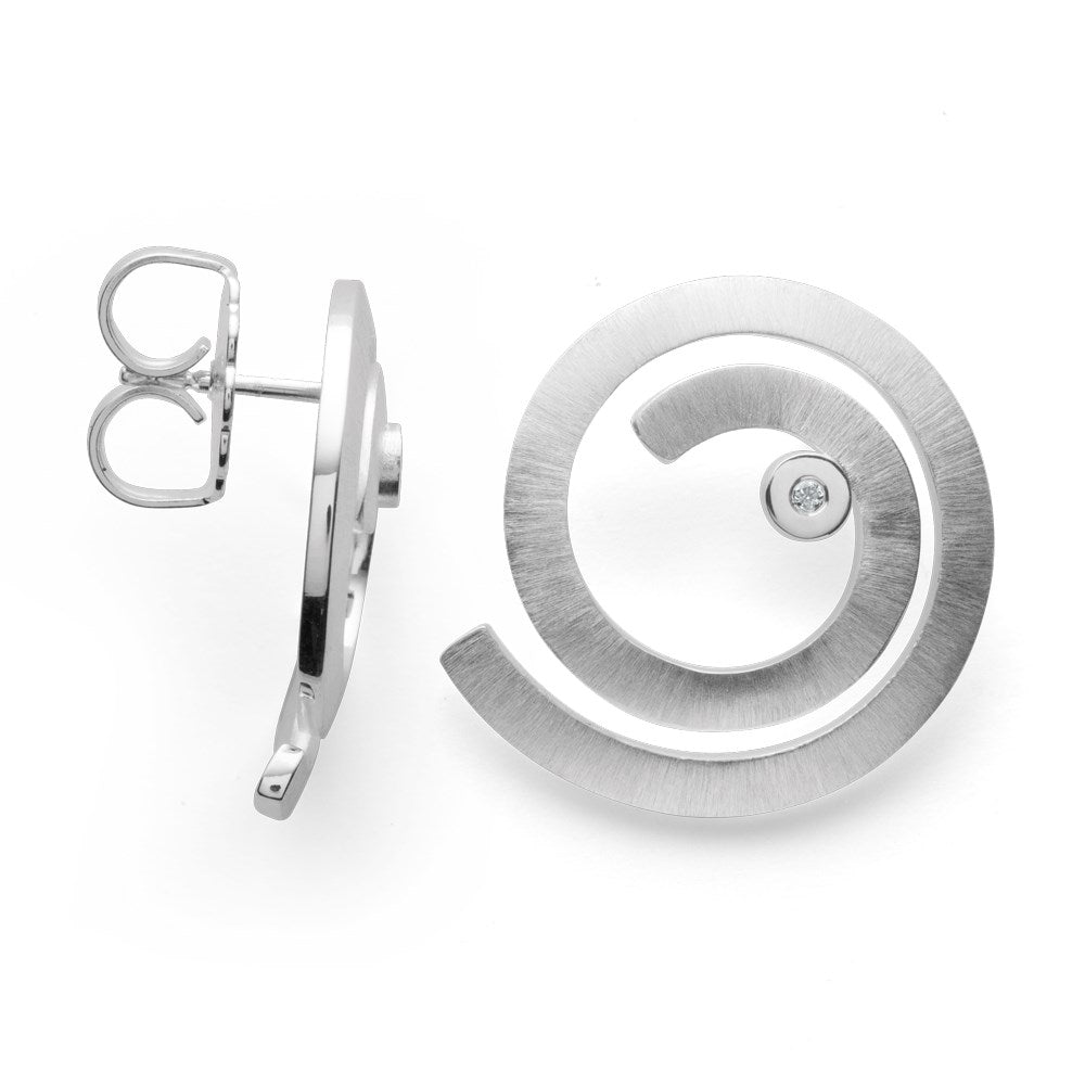 925/- Ørestikker mat/blank, dia.er 0,02ct W-SI