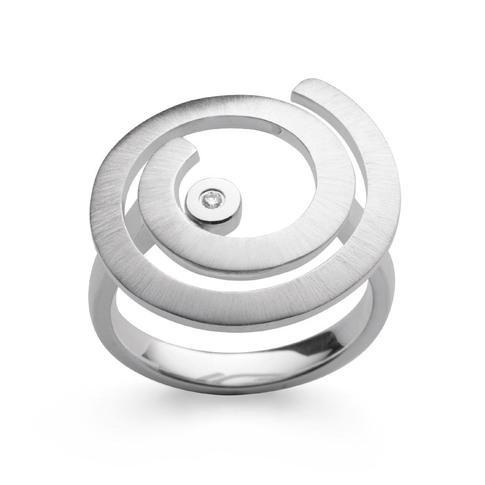 925/- Ring mat/blank, dia. 0,02ct W-SI - 56 / Ej rhodineret