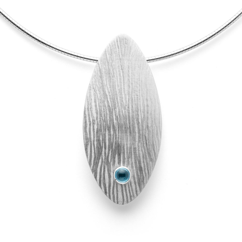 925/- Vedhæng mat/børstet/blank blå topas 0,83ct