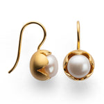 925/- earrings, gp satin, pearls 10,42ct