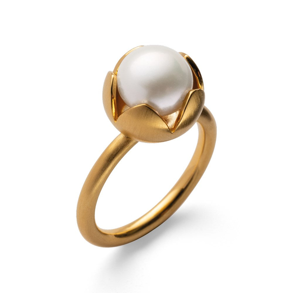 925/- ring, fg mat., kulturperlehvid 5,21ct