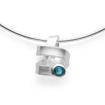 925/- Vedhæng mat, blå topas 0,82ct