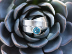 925/- Ring mattiert, Blautopas 0,82 ct