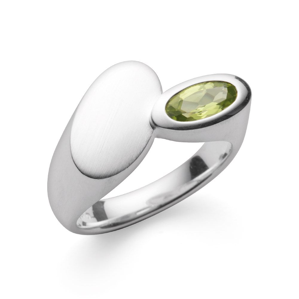 925/- Ring mat/blank, peridot 0,62ct