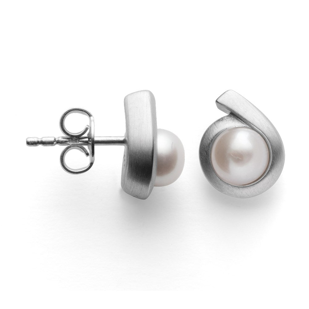 925/- earstud, rho. satin, pearls 2,64ct