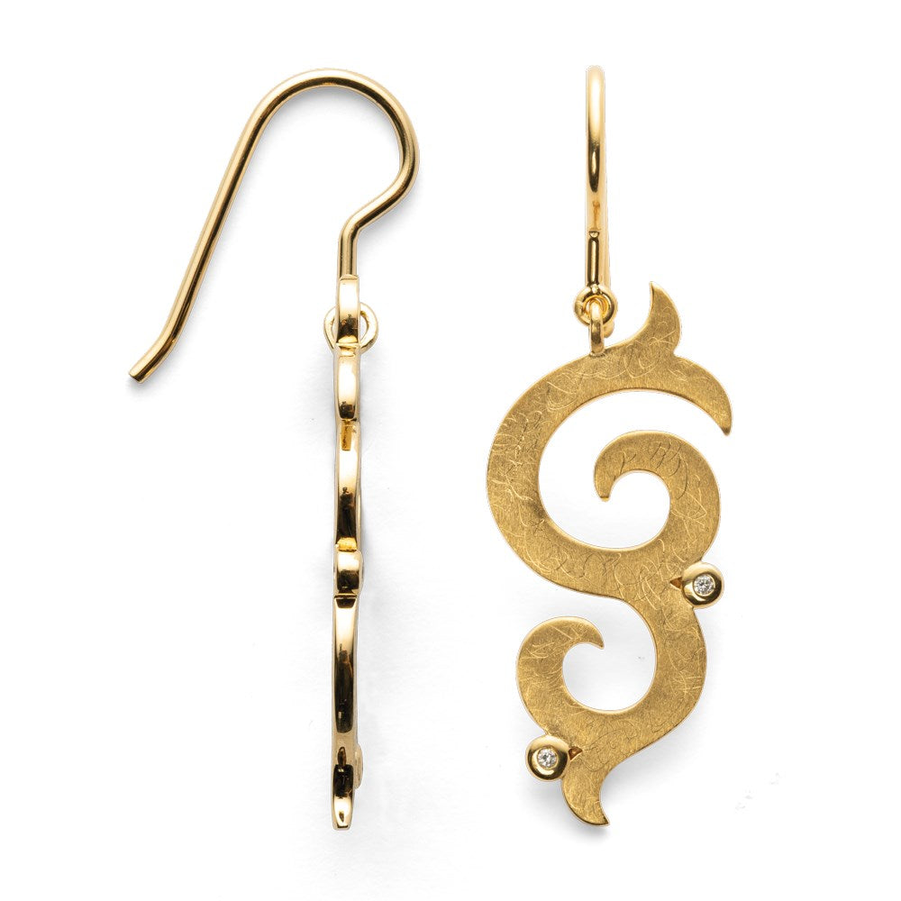 925/- øreringe, fg børstet/blank dia. 0,02ct W-SI