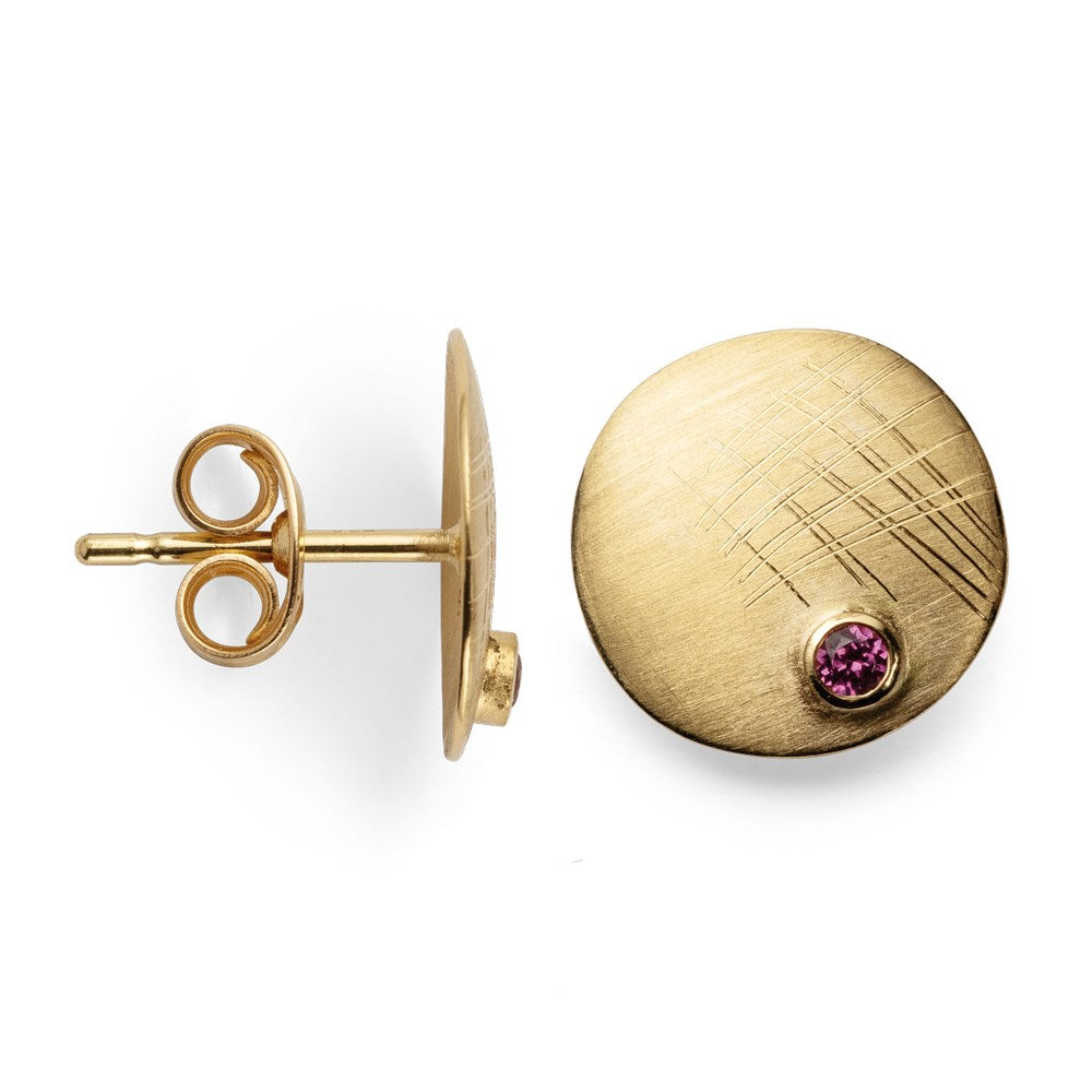 750/- Ohrstecker matt./Gebüstet, Rhodolith 0,08ct