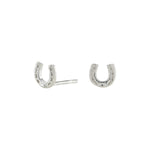 Rhod. silver earrings horseshoe