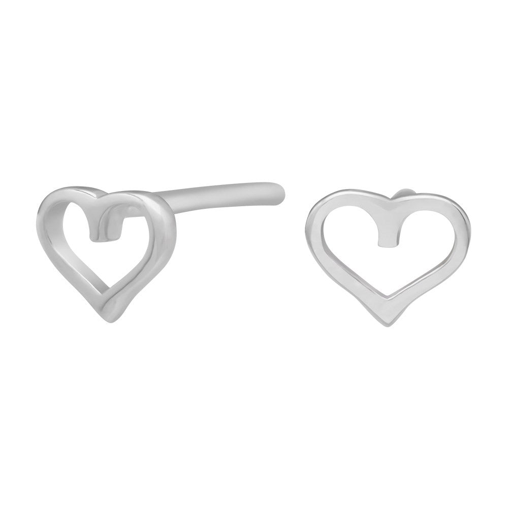 Rhod. silver earrings heart 5mm