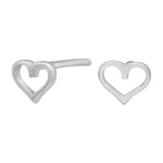 Rhod. silver earrings heart 5mm