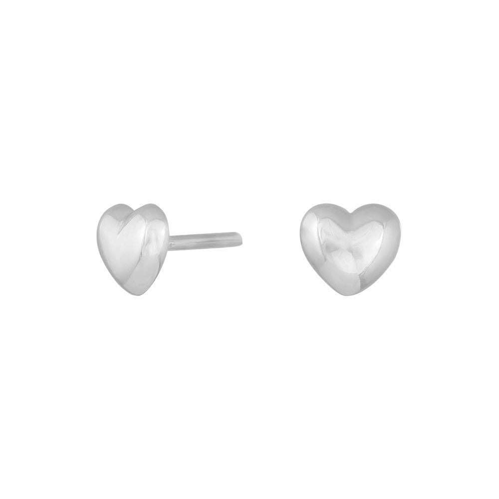 Rhod. silver earrings heart 5mm