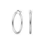 Rhod. silver hoops 25mm