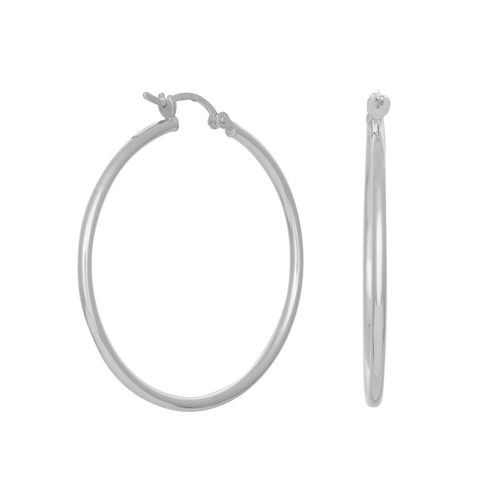 Rhod. silver hoops 30mm