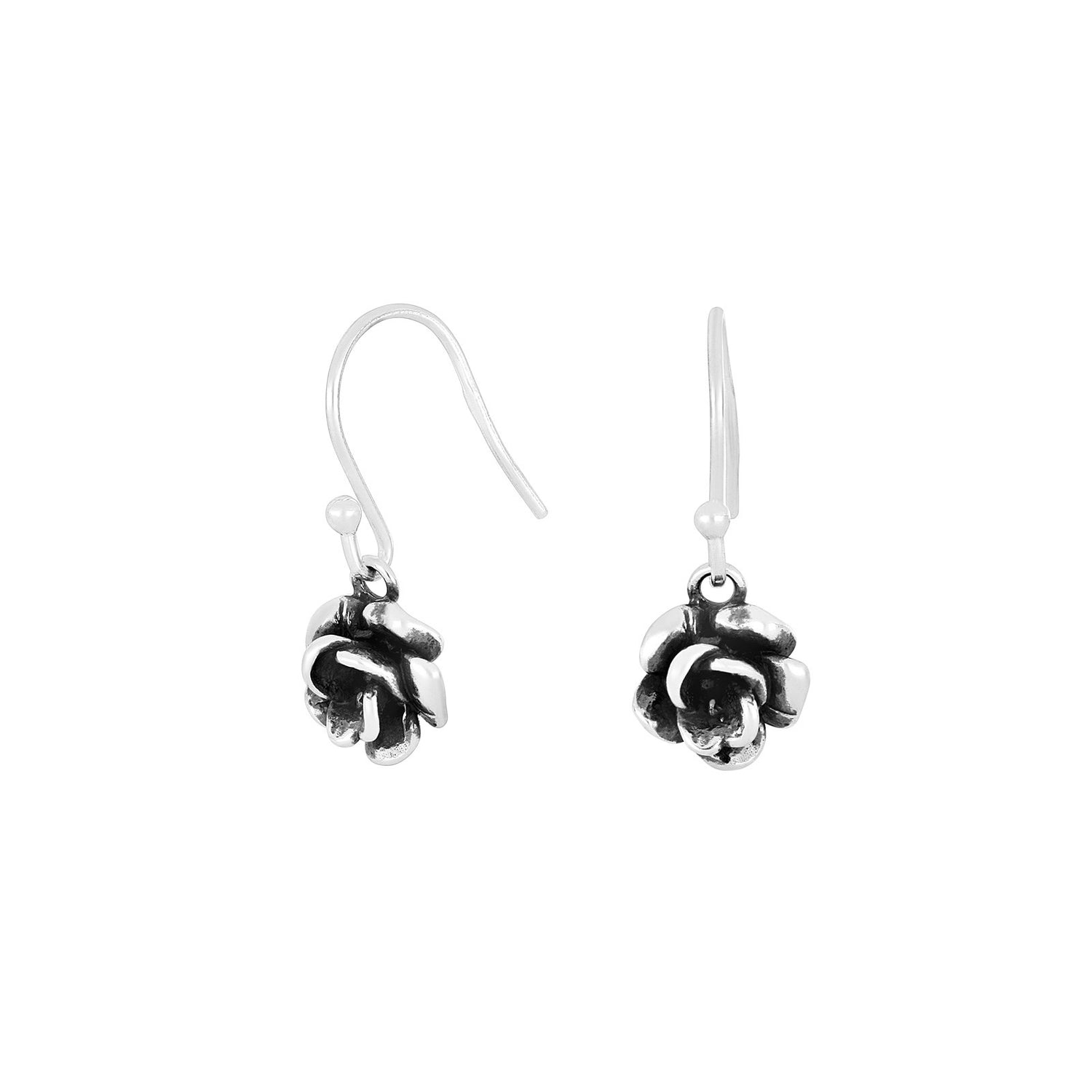 Rhod. Silberohrringe m/ox. Rose 9mm